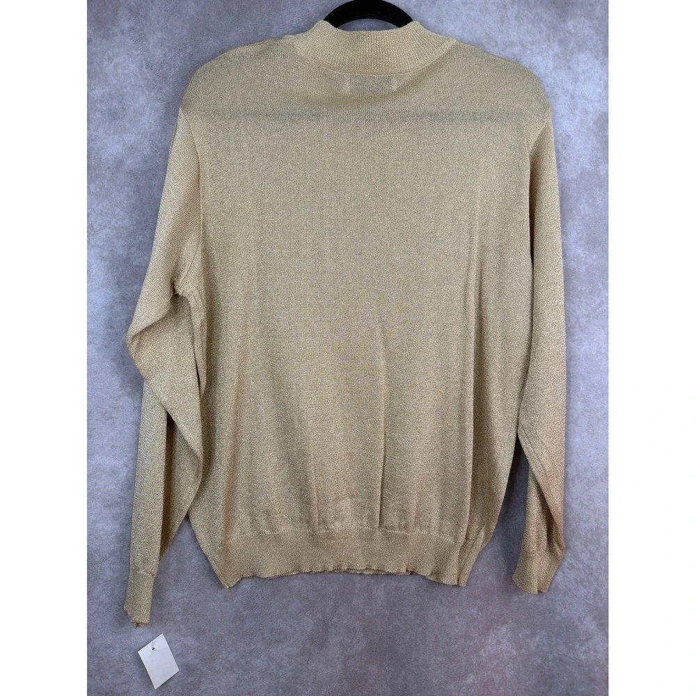 NWT VTG 90s Baxter &‎ Wells Metallic Gold Mock Neck Sweater Knit Top Womens XL